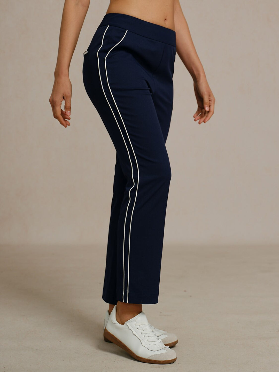 Stephanie | Stretch Trimmed Ankle Pants