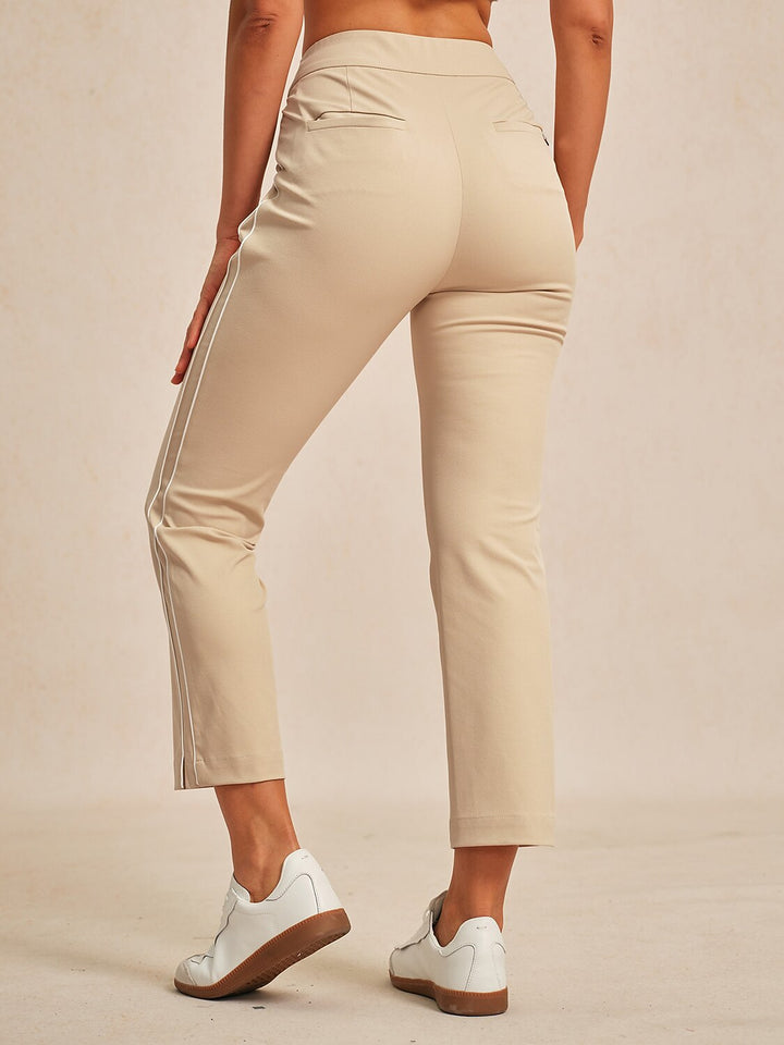 Stephanie | Stretch Trimmed Ankle Pants