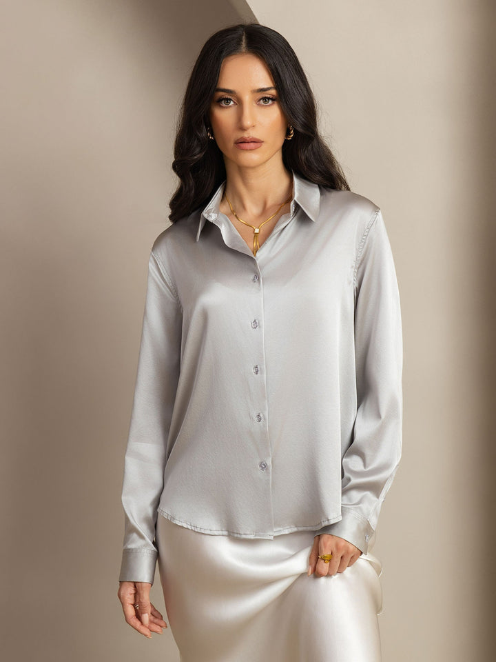 Catherine | Pure Silk Lapel Blouse