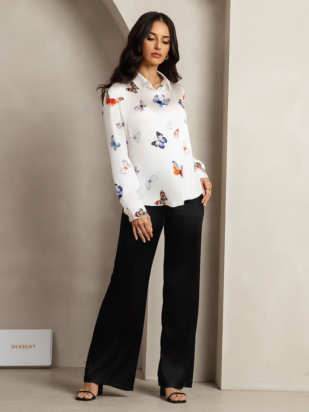 Catherine | Pure Silk Lapel Blouse