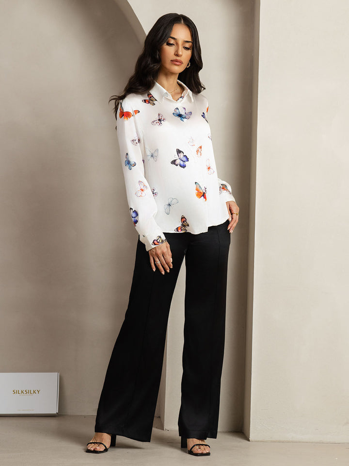 Catherine | Pure Silk Lapel Blouse