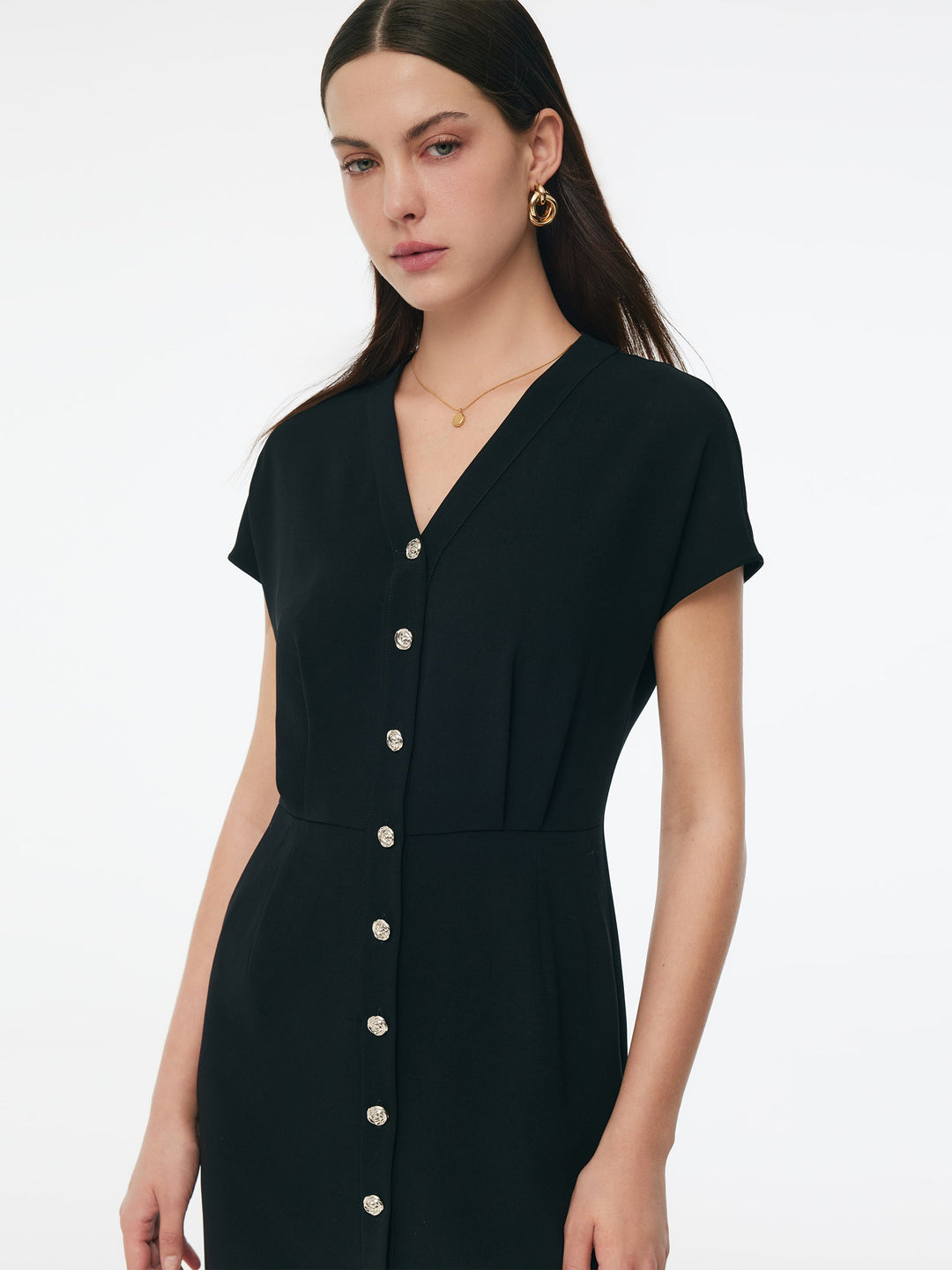 Margaret | Silky Gathered Waist Midi Dress