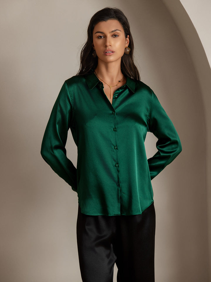 Catherine | Pure Silk Lapel Blouse