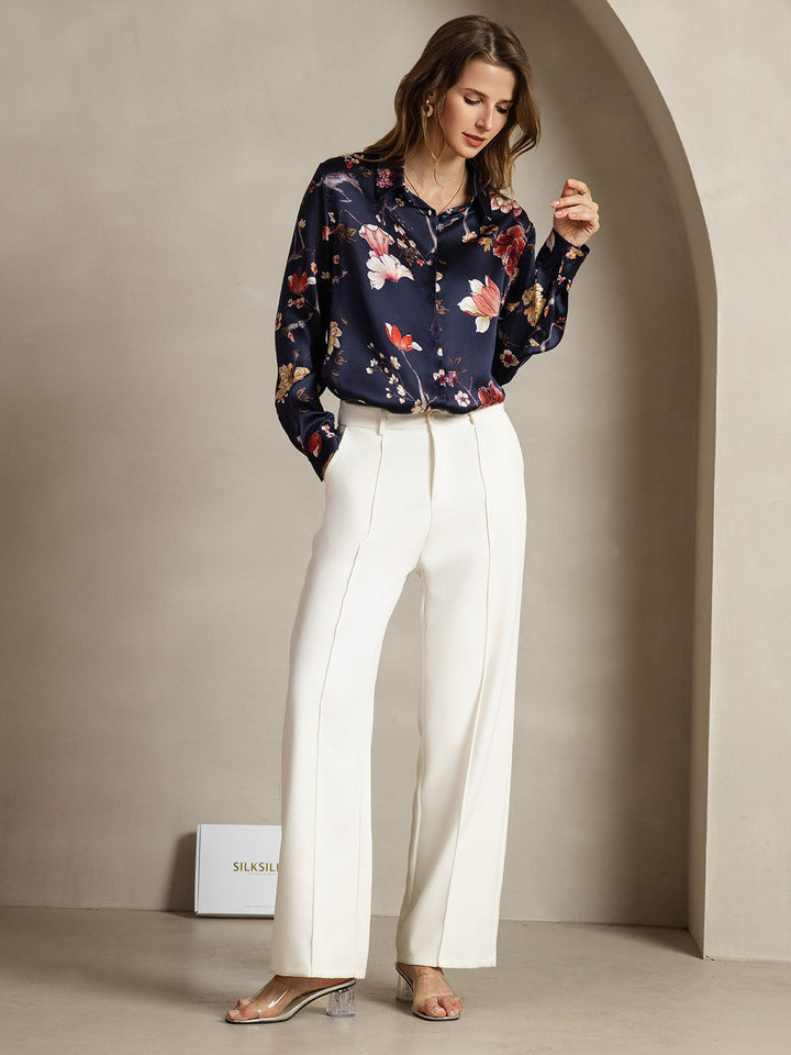 Catherine | Pure Silk Lapel Blouse
