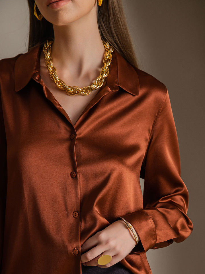 Catherine | Pure Silk Lapel Blouse