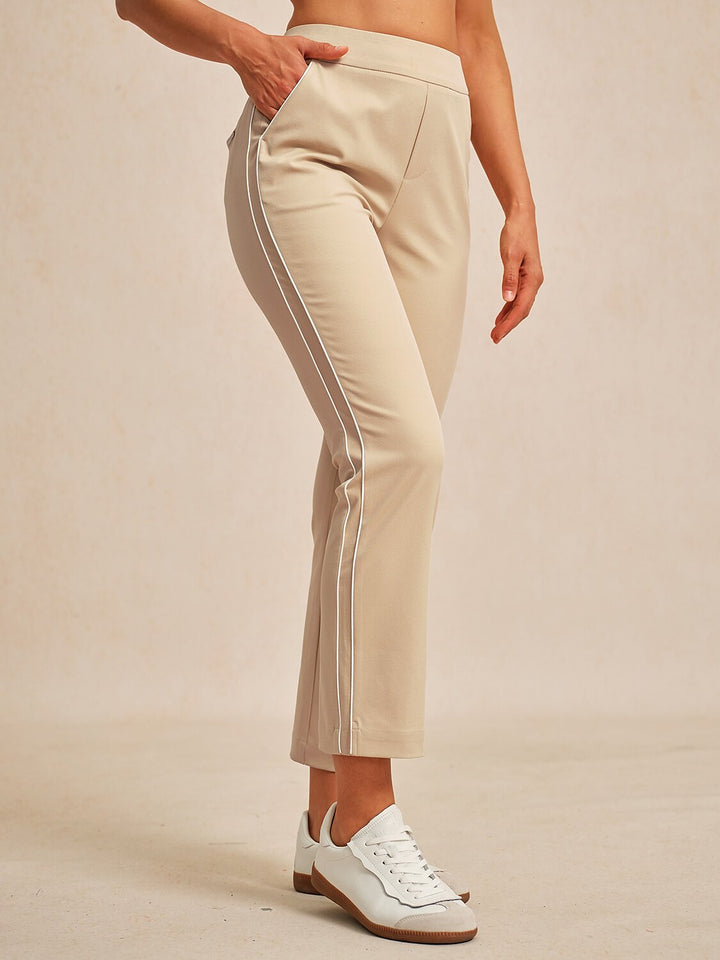 Stephanie | Stretch Trimmed Ankle Pants