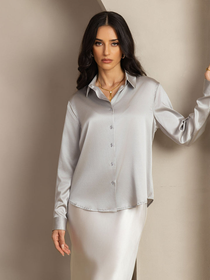 Catherine | Pure Silk Lapel Blouse