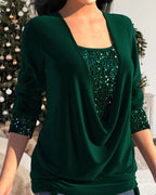 CALISTA™ | Haut élégant à sequins avec drapé flatteur