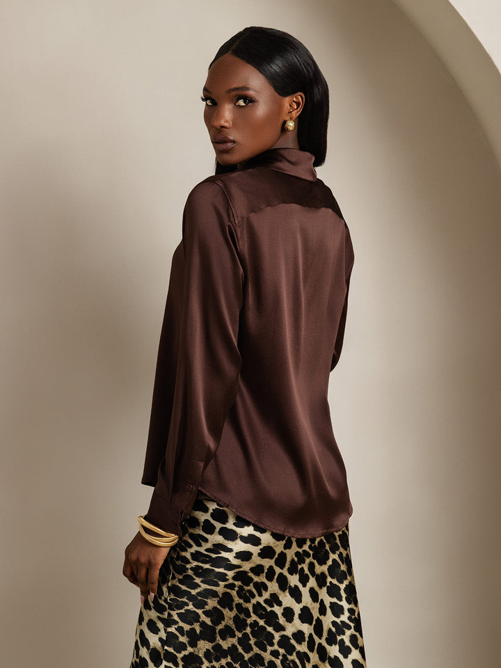 Catherine | Pure Silk Lapel Blouse