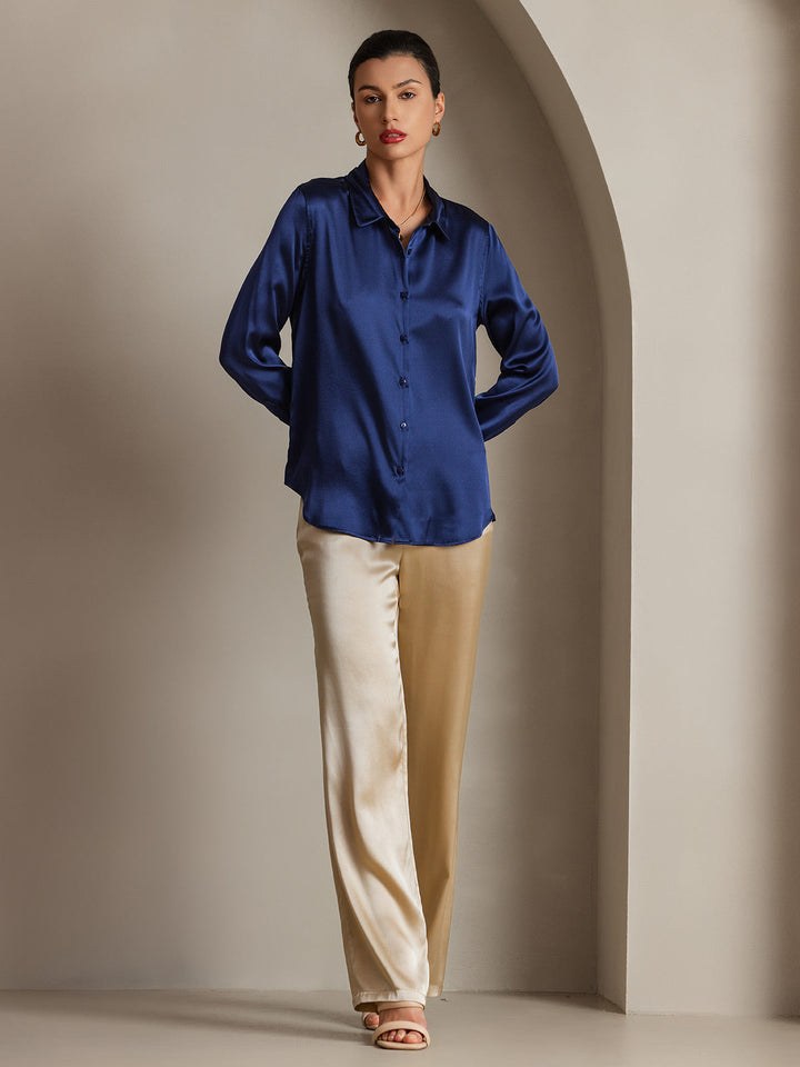 Catherine | Pure Silk Lapel Blouse