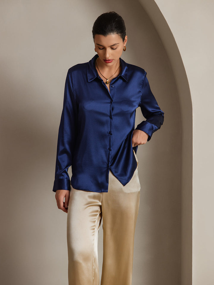 Catherine | Pure Silk Lapel Blouse