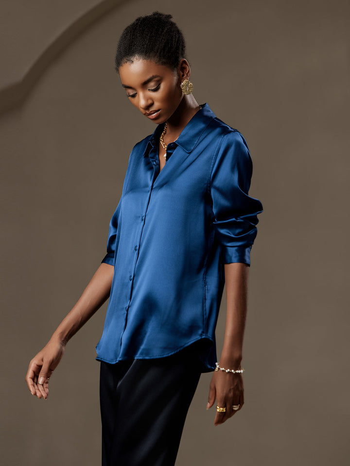 Catherine | Pure Silk Lapel Blouse