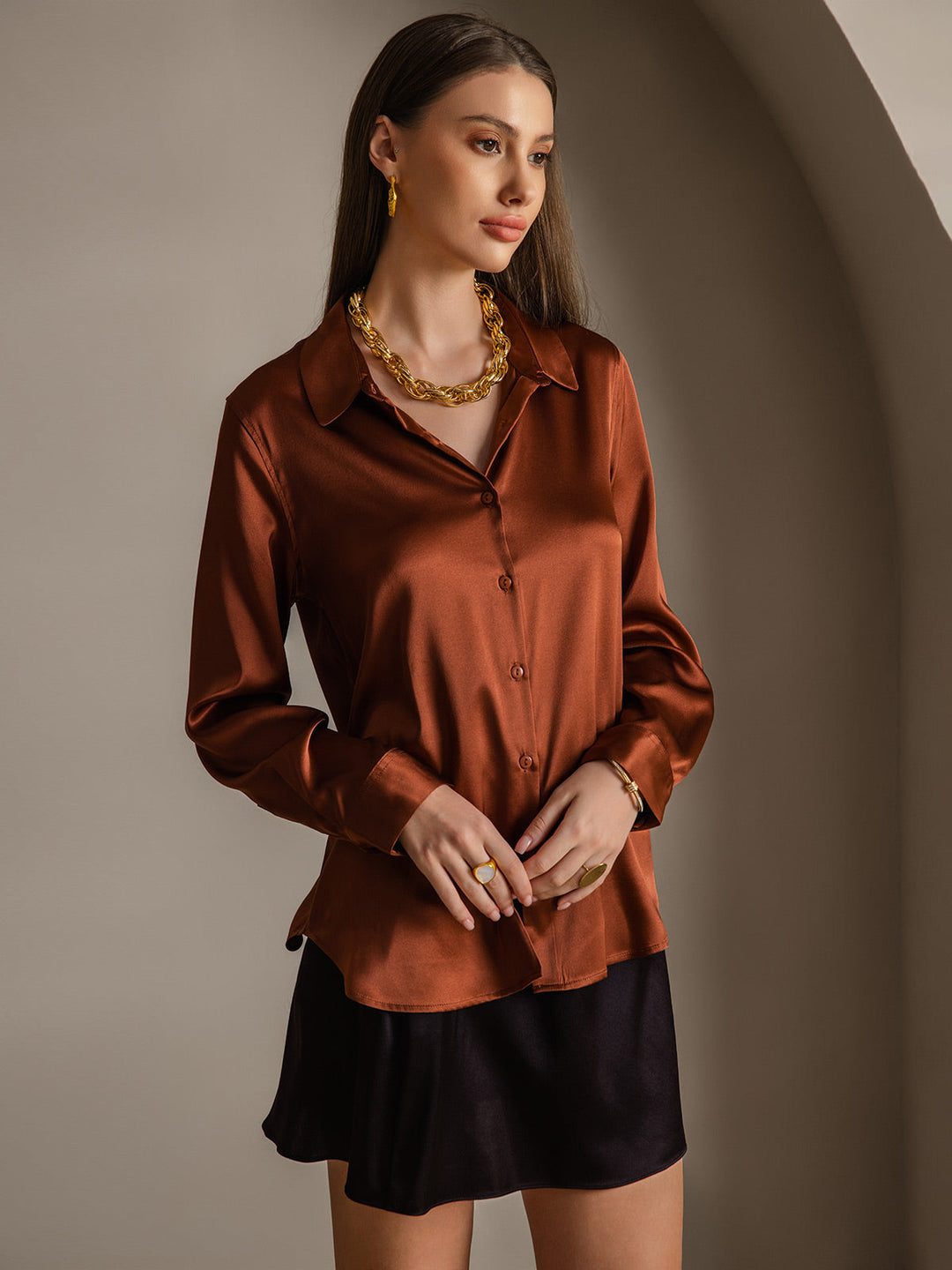Catherine | Pure Silk Lapel Blouse