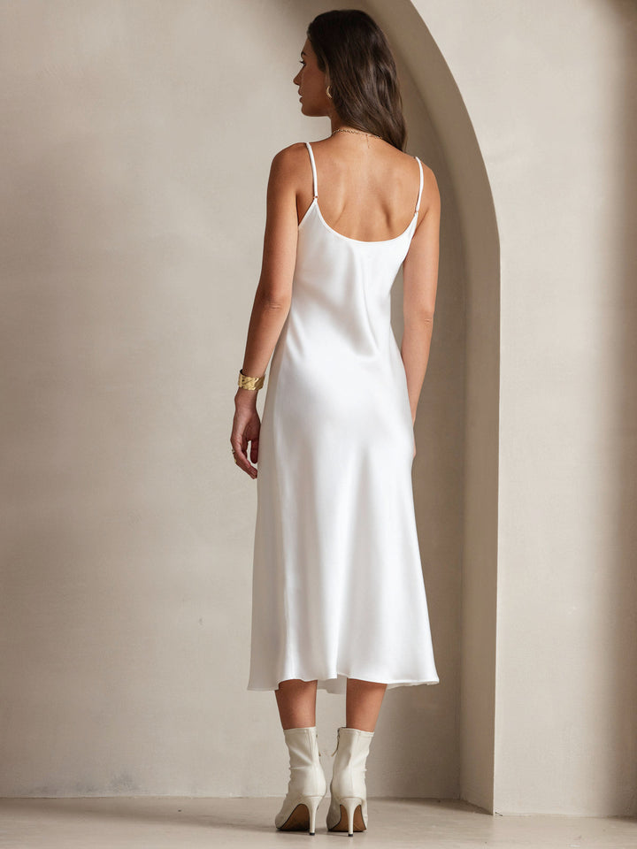 Rachel | Spaghetti Strap Silk Midi Dress