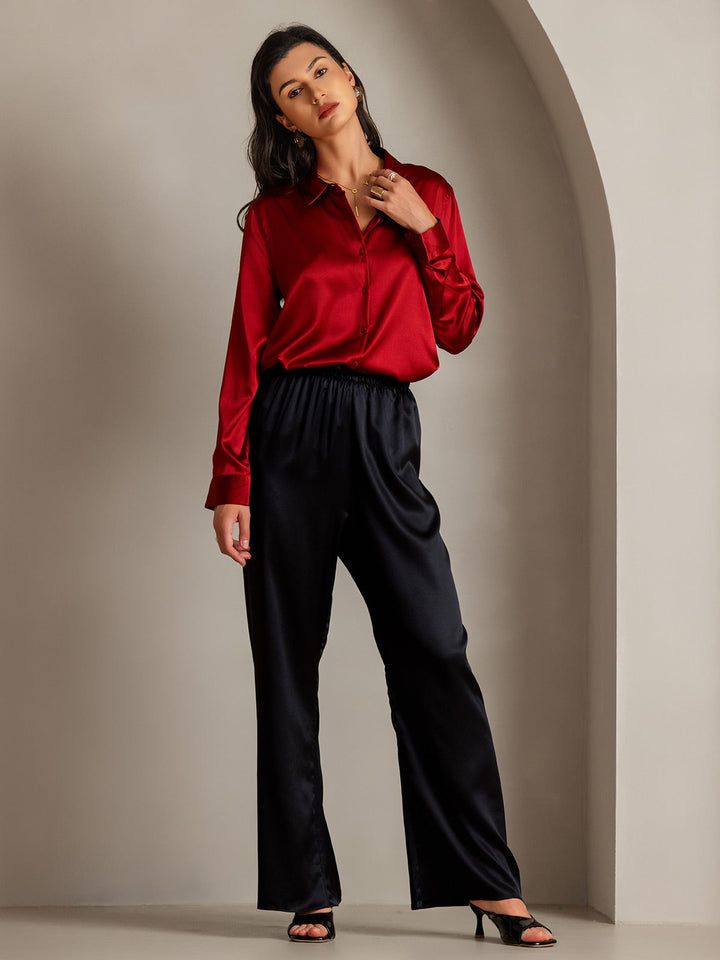 Catherine | Pure Silk Lapel Blouse