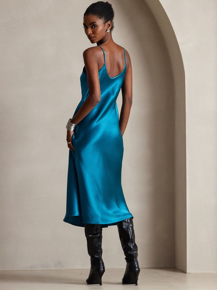 Rachel | Spaghetti Strap Silk Midi Dress