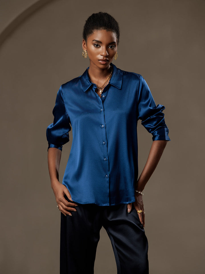 Catherine | Pure Silk Lapel Blouse