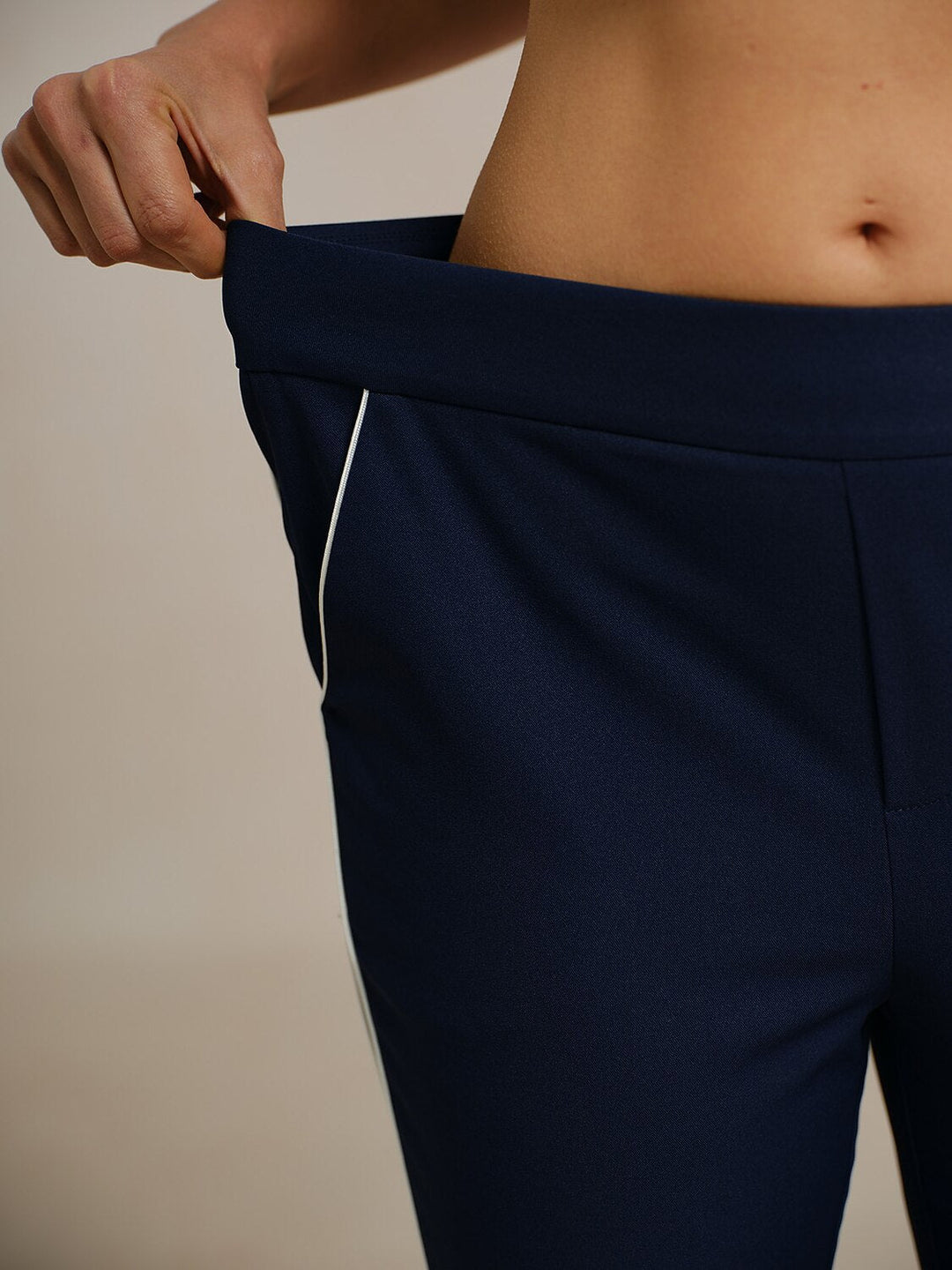 Stephanie | Stretch Trimmed Ankle Pants
