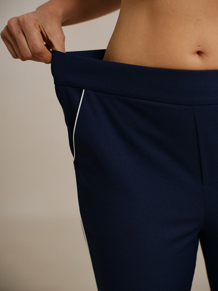 Stephanie | Stretch Trimmed Ankle Pants