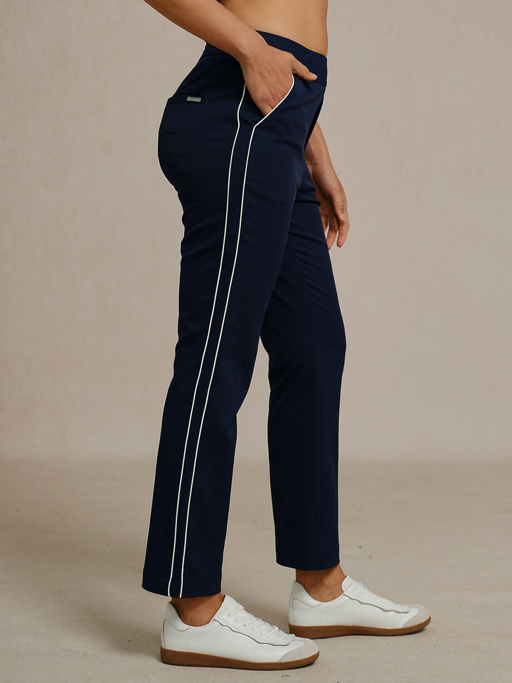Stephanie | Stretch Trimmed Ankle Pants