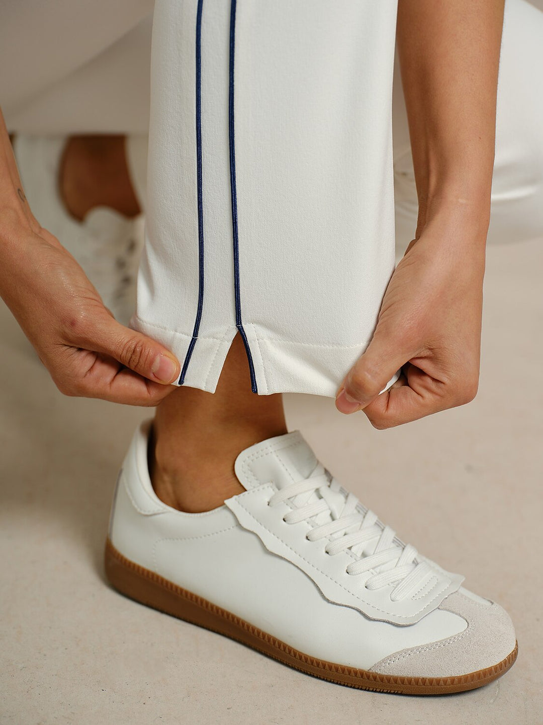 Stephanie | Stretch Trimmed Ankle Pants
