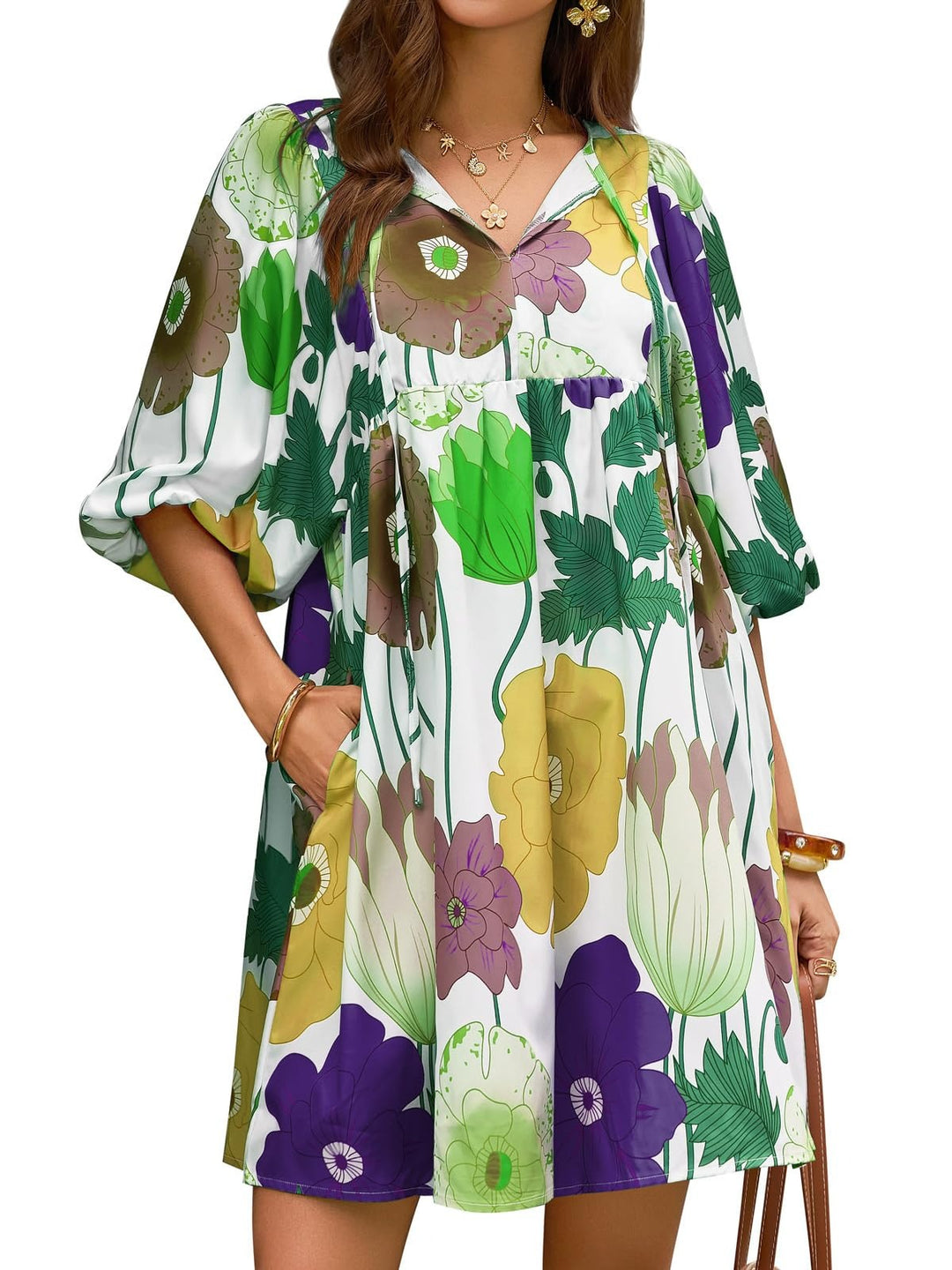 Claire | Floral Babydoll A-Line Midi Dress