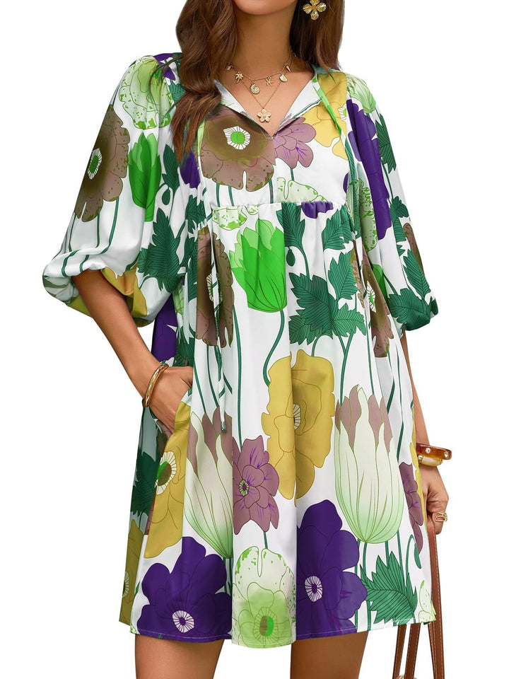 Claire | Floral Babydoll A-Line Midi Dress