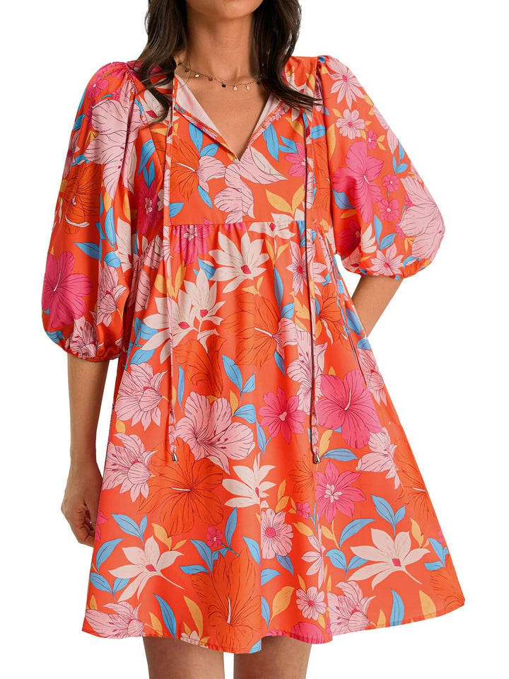 Claire | Floral Babydoll A-Line Midi Dress