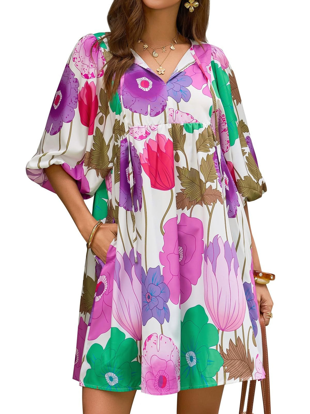 Claire | Floral Babydoll A-Line Midi Dress