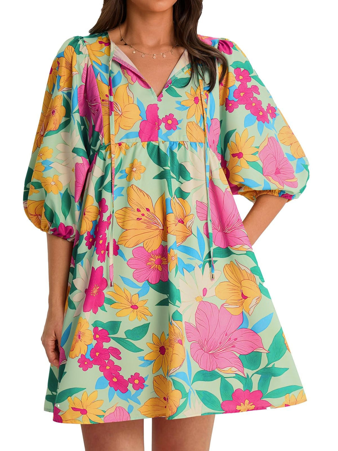 Claire | Floral Babydoll A-Line Midi Dress