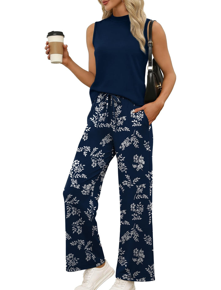 Janet | Mock Neck Tank & Wide-Leg Pants Set