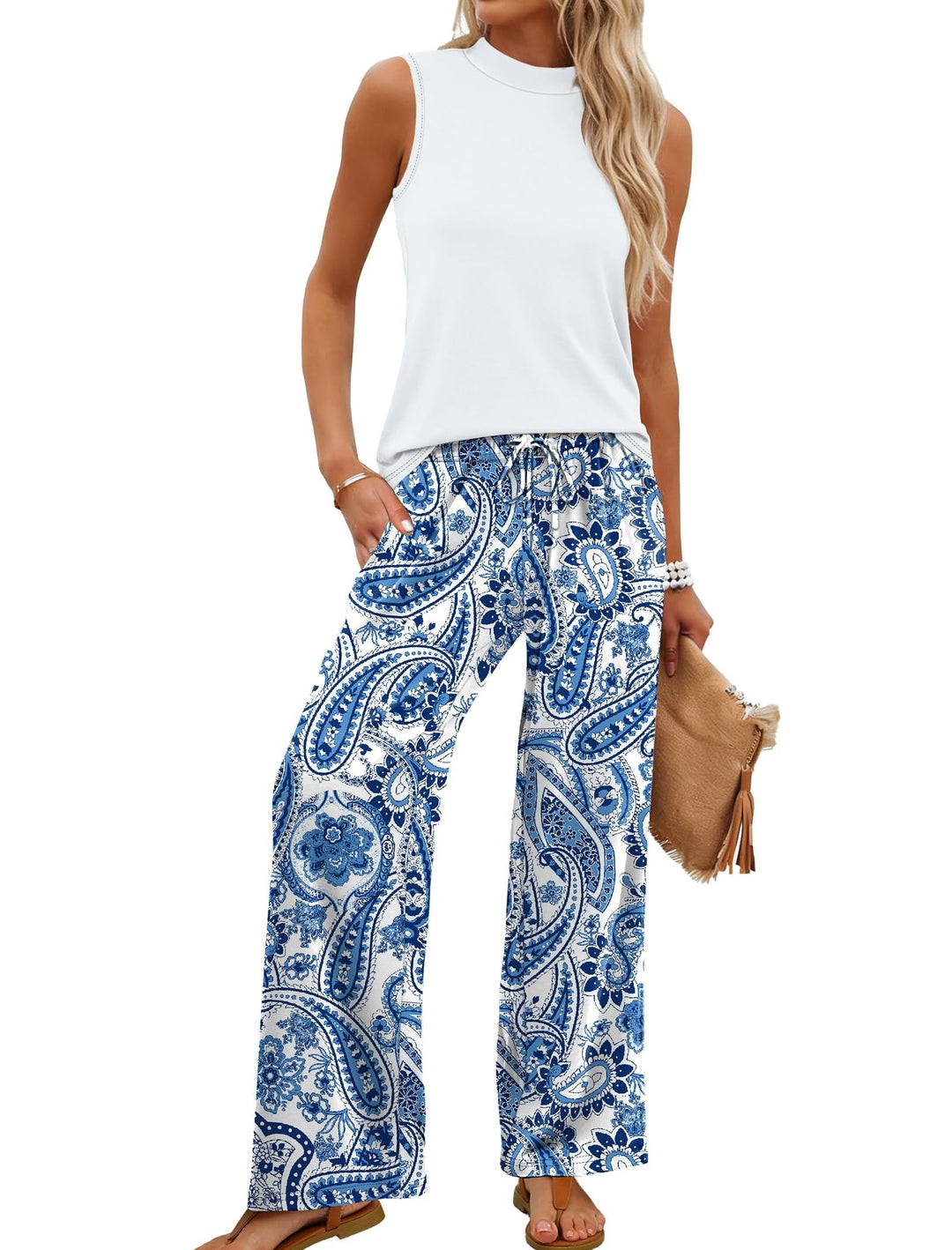 Janet | Mock Neck Tank & Wide-Leg Pants Set