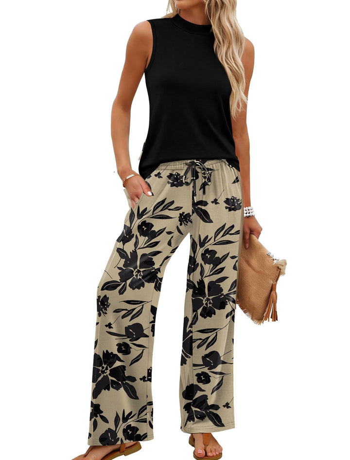 Janet | Mock Neck Tank & Wide-Leg Pants Set