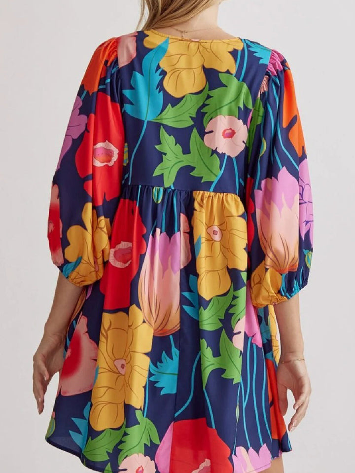 Claire | Floral Babydoll A-Line Midi Dress