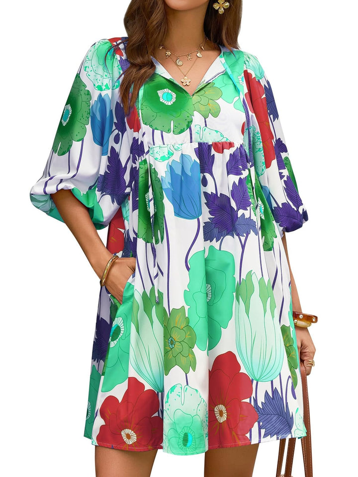 Claire | Floral Babydoll A-Line Midi Dress