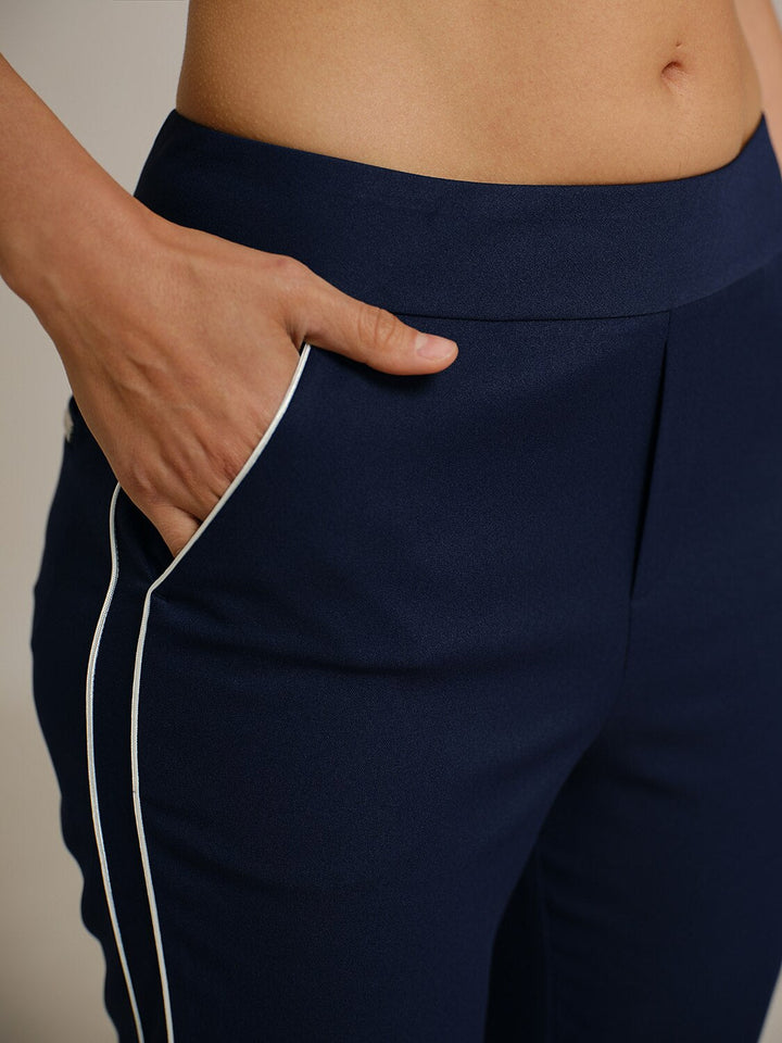 Stephanie | Stretch Trimmed Ankle Pants