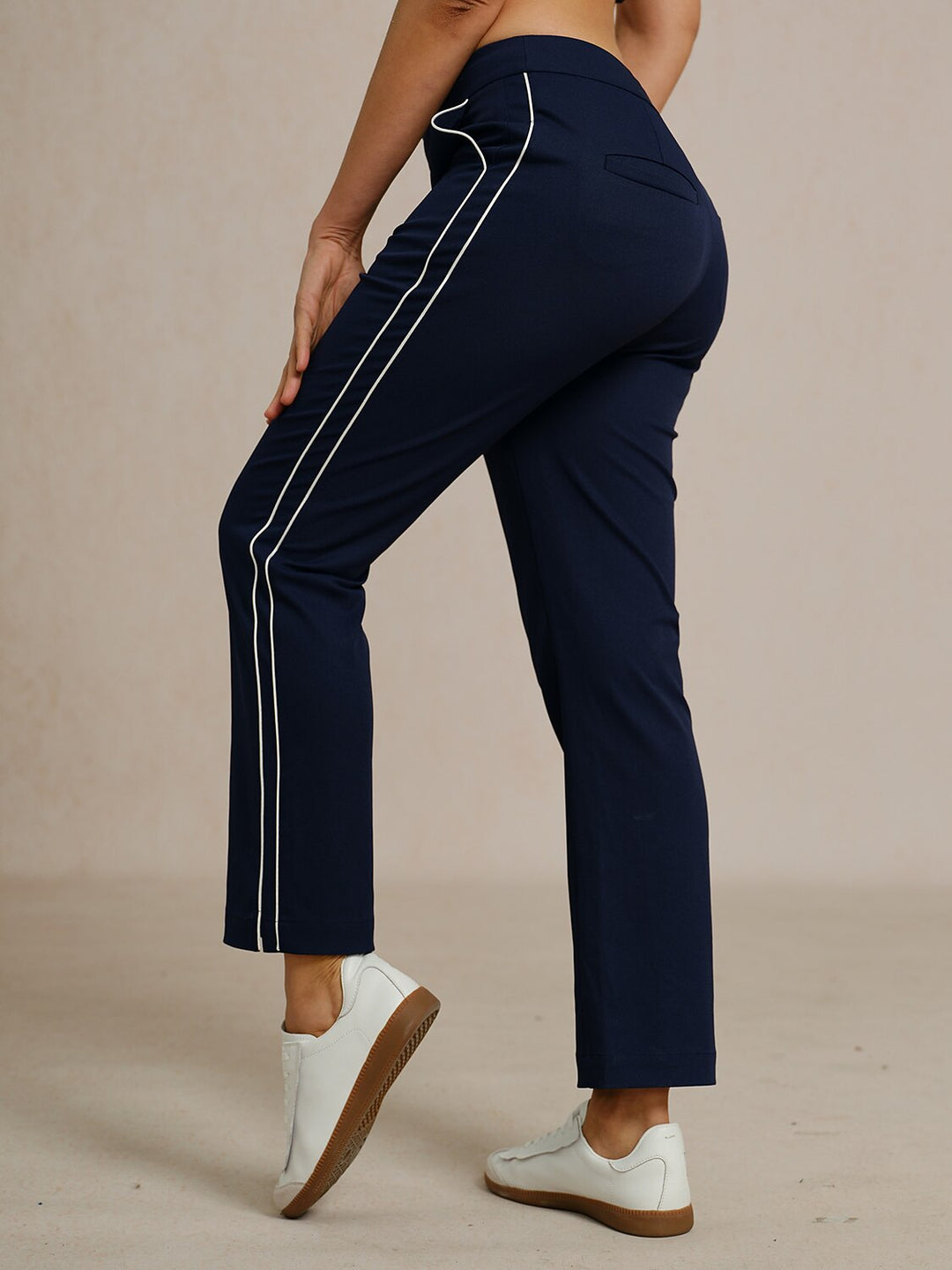 Stephanie | Stretch Trimmed Ankle Pants
