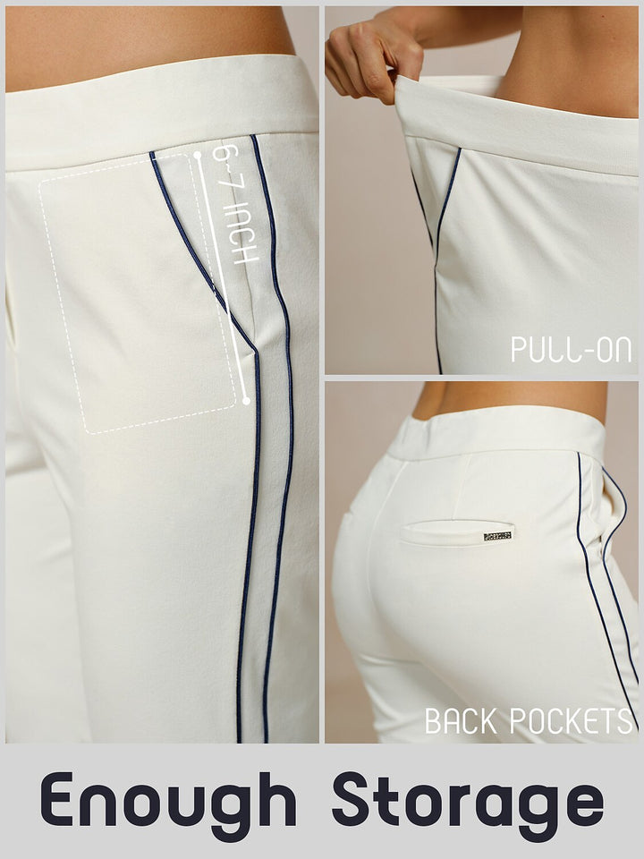 Stephanie | Stretch Trimmed Ankle Pants