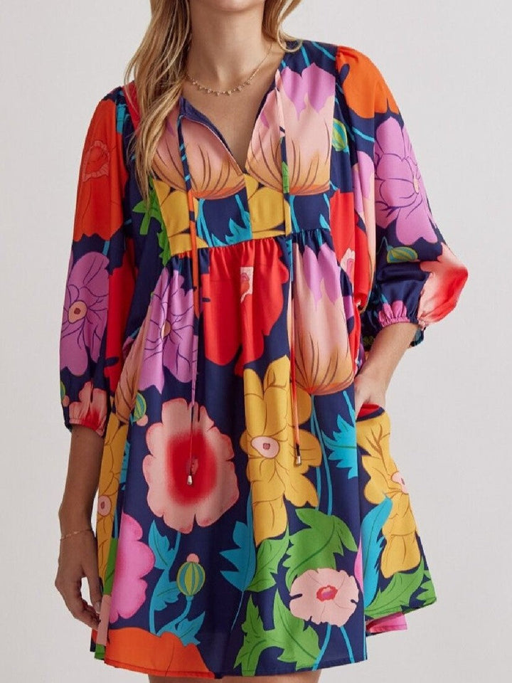 Claire | Floral Babydoll A-Line Midi Dress
