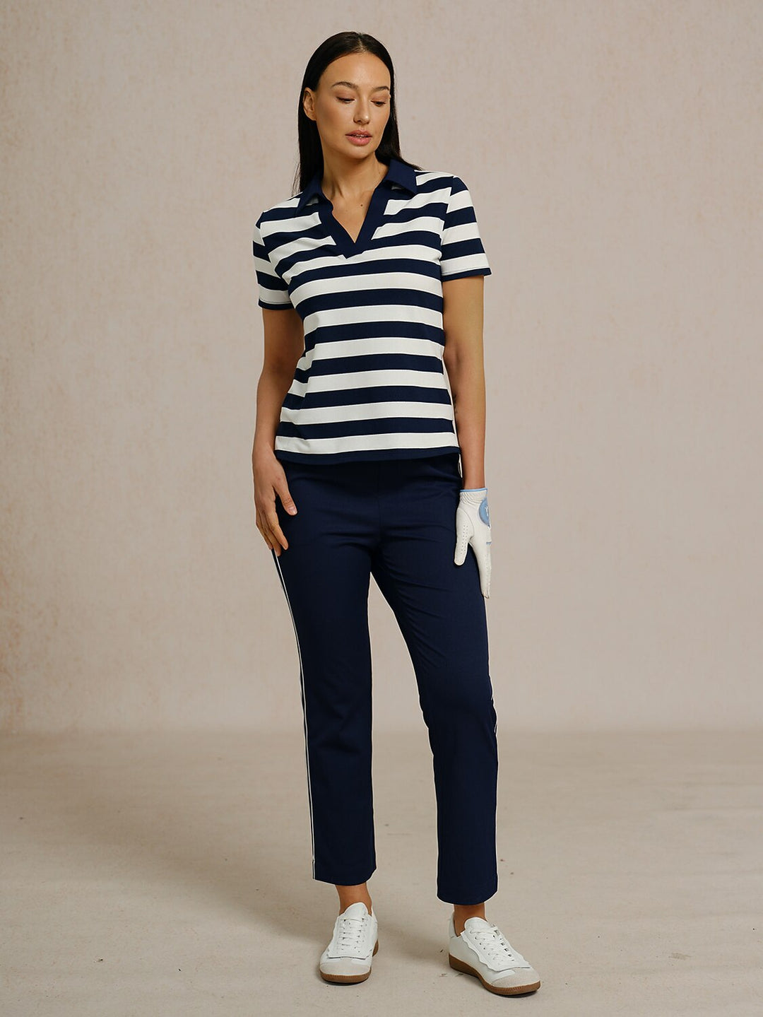 Stephanie | Stretch Trimmed Ankle Pants