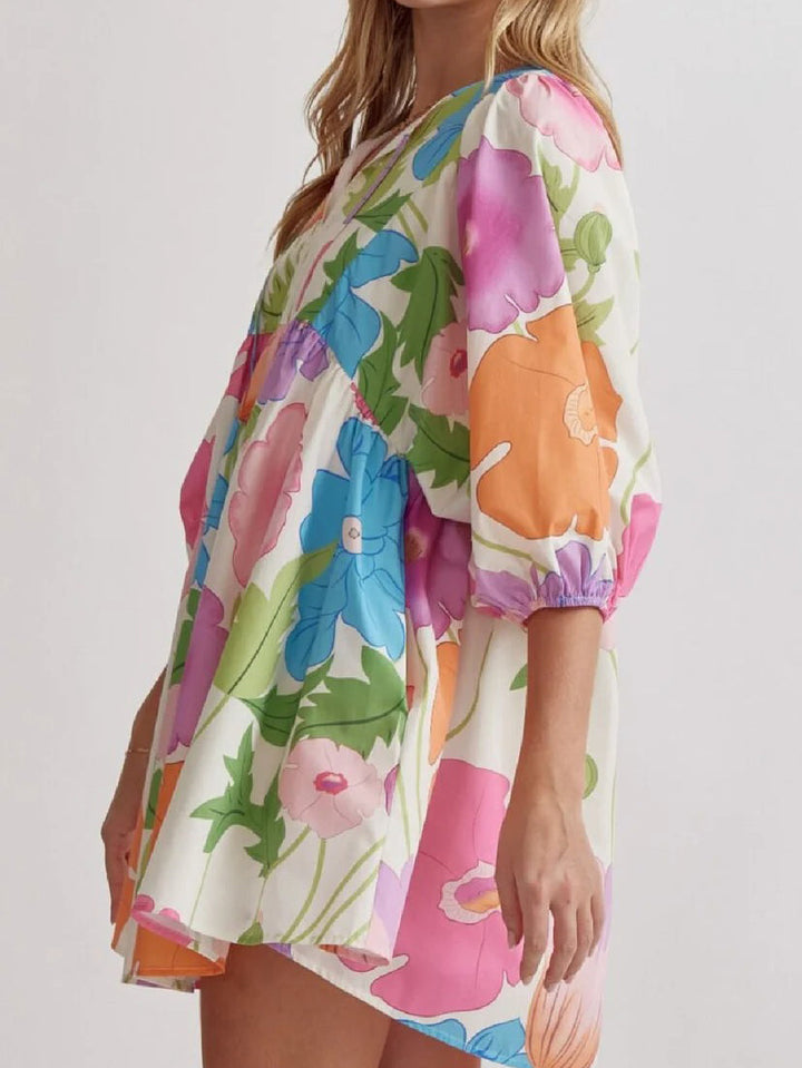Claire | Floral Babydoll A-Line Midi Dress
