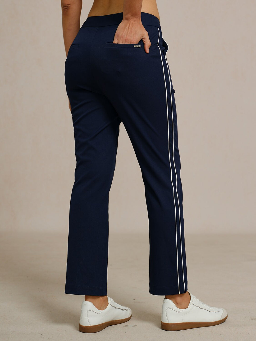 Stephanie | Stretch Trimmed Ankle Pants