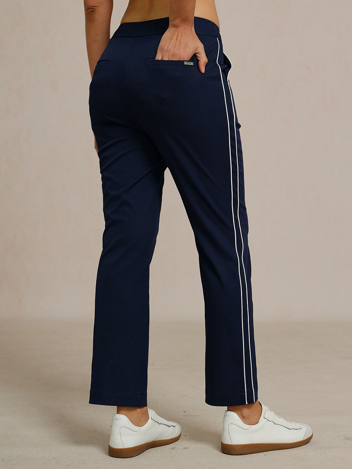 Stephanie | Stretch Trimmed Ankle Pants