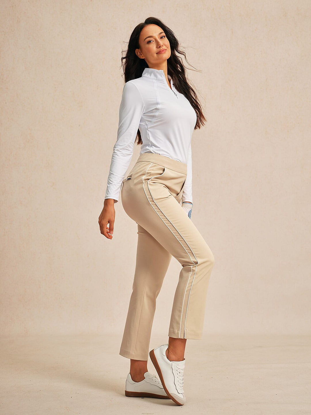 Stephanie | Stretch Trimmed Ankle Pants