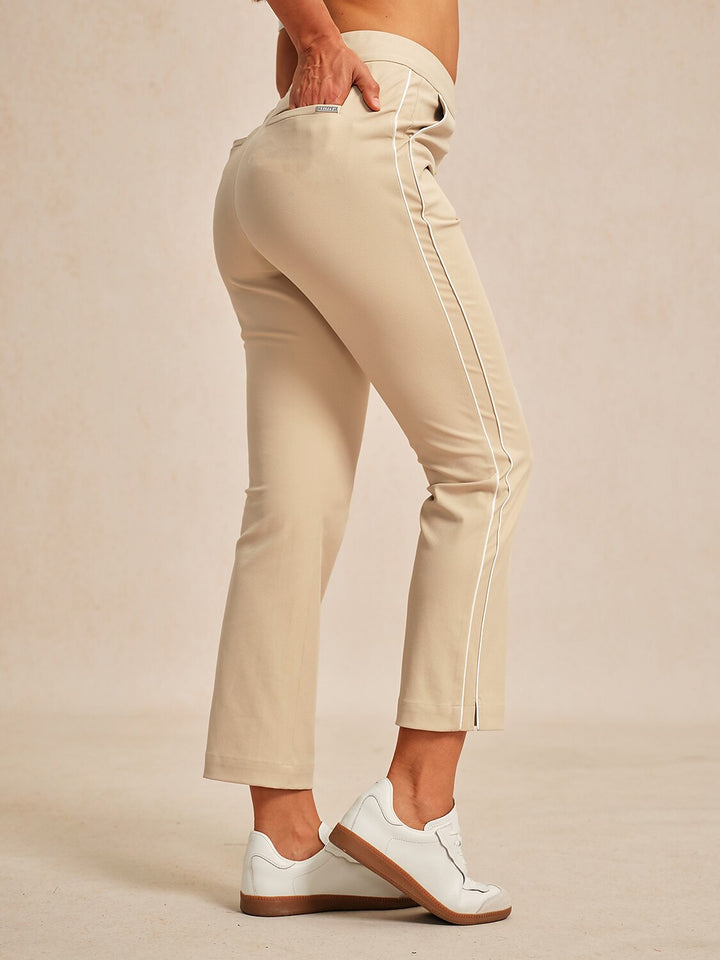 Stephanie | Stretch Trimmed Ankle Pants