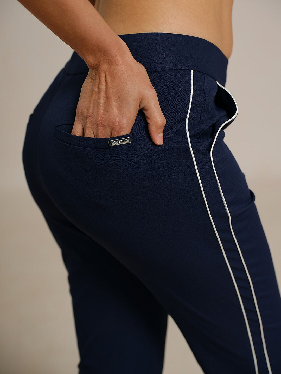 Stephanie | Stretch Trimmed Ankle Pants