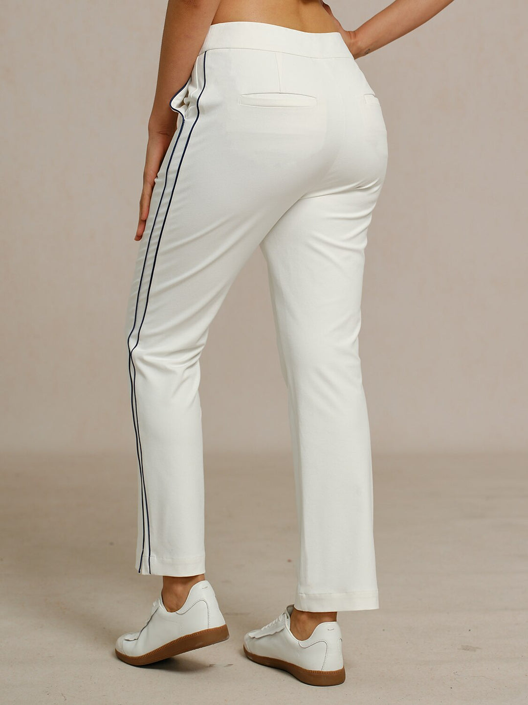 Stephanie | Stretch Trimmed Ankle Pants