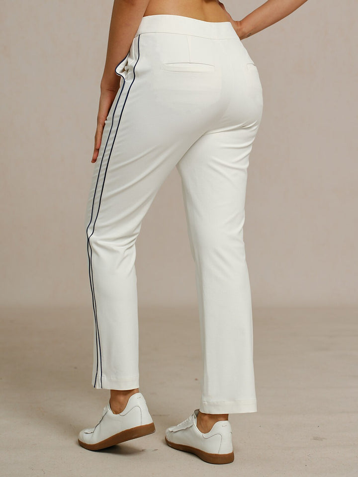 Stephanie | Stretch Trimmed Ankle Pants