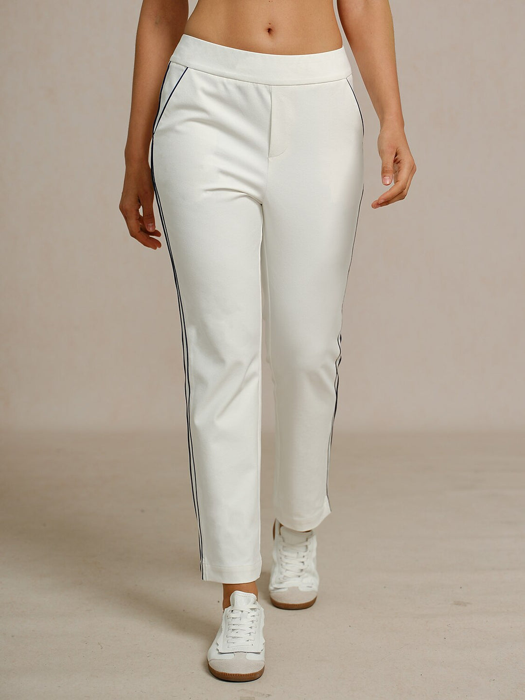 Stephanie | Stretch Trimmed Ankle Pants