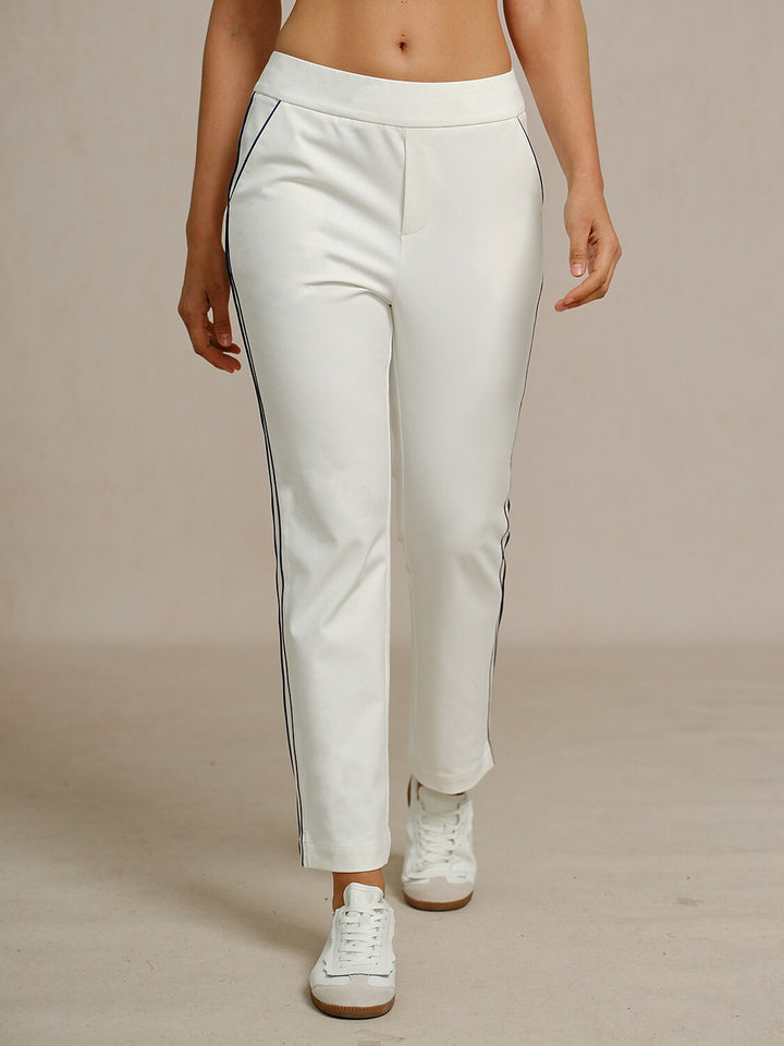Stephanie | Stretch Trimmed Ankle Pants